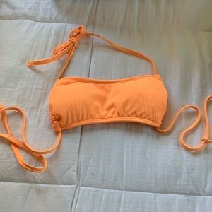 Neon orange open back bikini top